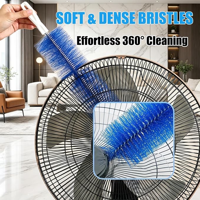 Bendable Microfiber Head (Blue 2 Pcs) | Upgraded Fan Cleaner Brush Reusable Dust Remover Washable ldeal for Electric Fans Air Conditioning, Home Car Vents, Curtain