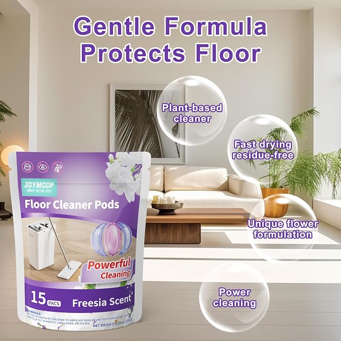 JOYMOOP Floor Cleaner Pods for Mopping, 45 Counts, Dissolves quickly | For Hardwood Floor Cleaning | Powerful Cleaning | Easy to Use | Dries Quickly Without Leaving Streaks | Pleasant Scent