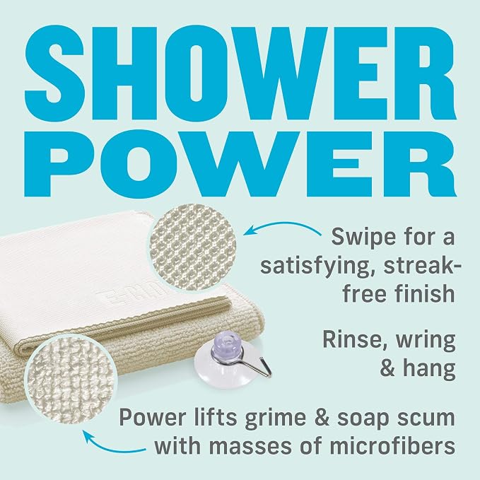 E-Cloth Shower Cleaning Cloth Kit, Reusable Towels - 1 Pack | Reusable Towel, Glass Cleaner for Showers and Bathrooms, Glass Polishing Wash Cloth, Household Cleaning Supplies