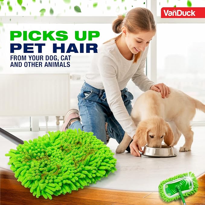 VanDuck Reusable Microfiber Dust Mop Refill for Swiffer Sweeper (6-Pack) | Mop not included, reusable microfiber floor duster, pet hair & dust replacement pads