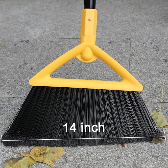 Heavy Duty Yellow Angle Broom with Long Handle - 1 Pack | Versatile Indoor/Outdoor Sweeping, for Courtyard/Garage/Sidewalk/Kitchen/Lobby/Canteen, Durable & Efficient
