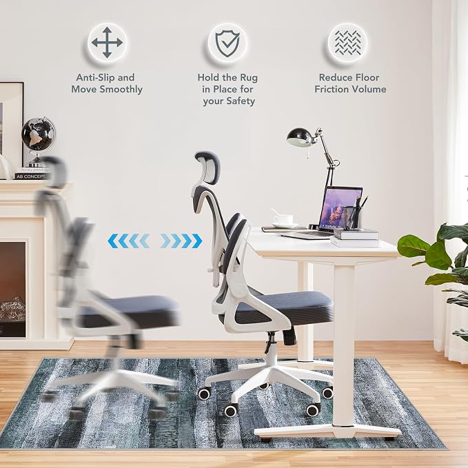 Office Chair Mat for Hardwood Floor&Tile Floor,36"X 48"-Abstract Dark Grey | Heavy Duty Desk Chair Mat for Hard Floors,Under Desk Rug for Rolling Computer Chair,Anti Slip,Low Pile Carpet Floor