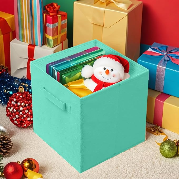 ShellKingdom Storage Bins, Foldable Fabric Storage Cubes And Cloth Storage | Storage Organizer For Closet And Toys, 10.5x10.5x11 INCH, 6 Pack (Mint Green)