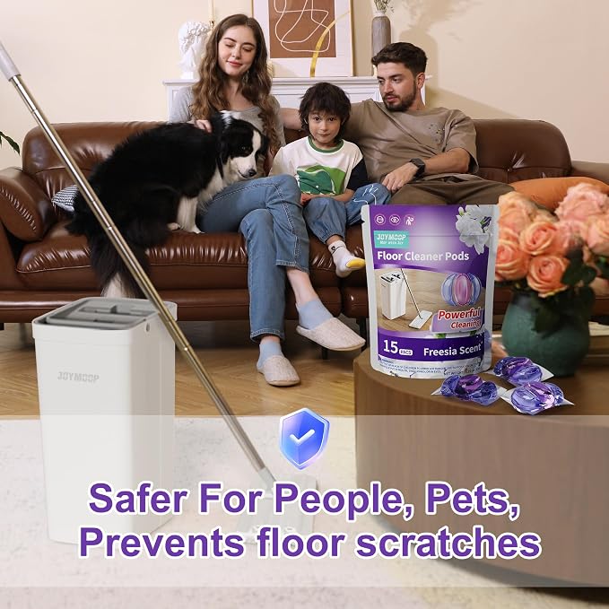 JOYMOOP Floor Cleaner Pods, 30 Count, Freesia Scent,works with Mop Bucket | For Hardwood Floor Cleaning | Powerful Cleaning | Easy to Use | Dries Quickly Without Leaving Streaks | Pleasant Scent