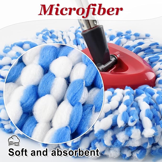 Mop Replacement for O-Cedar RinseClean 2-Tank, Mop Handle for Ocedar Mop | Includes 2 Mop Heads Replacements 4-Section Mop Handle 1 Mop Base 1 Scrubber Mop Head, Reusable and Washable,Wet/Dry Use