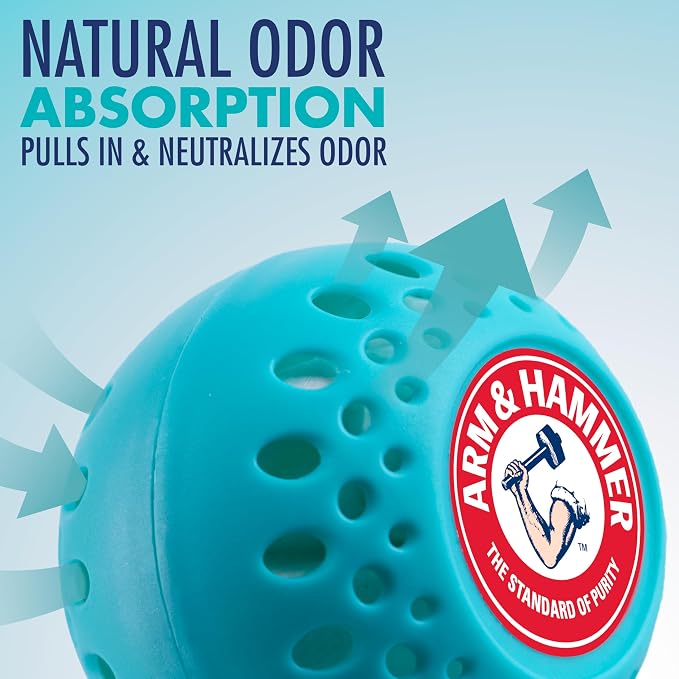 Arm & Hammer OdorBusterz® Odor Eliminator Balls, Sea Breeze, 3 Count – Baking Soda Odor Control for Closets, Drawers, Hampers & Small Spaces