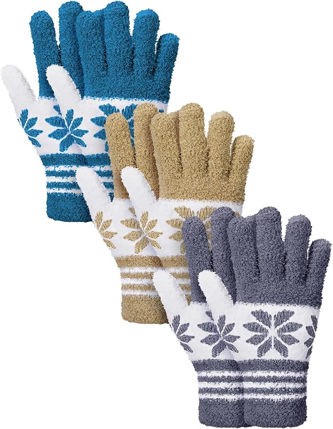 Patelai 3 Pairs Microfiber Dusting Gloves for Plants Leaf, Large | Gray, Dark Blue, Khaki, White,Plant Cleaning Gloves, Reusable Washable Gloves,House Furniture Blinds Dusting