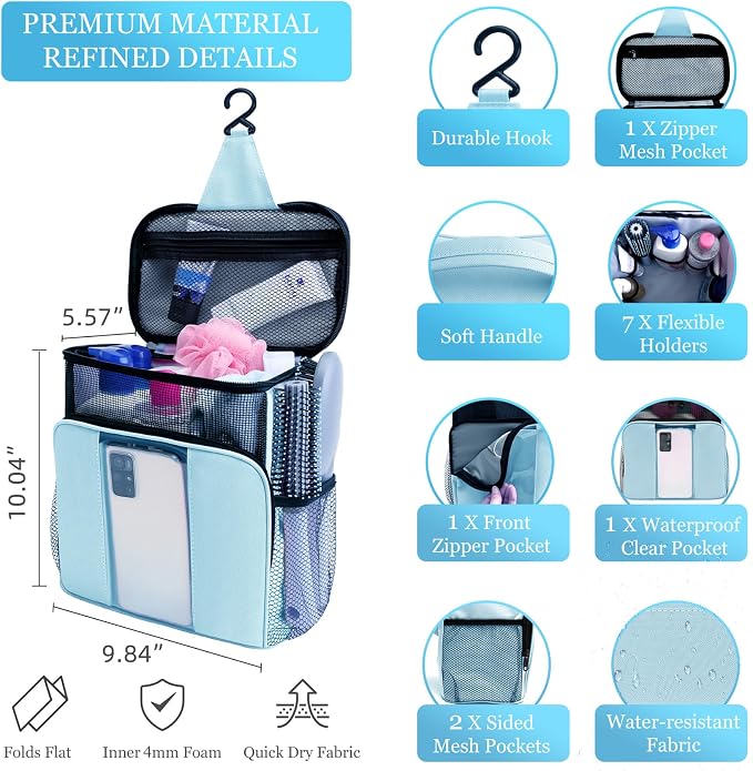 Dorm Room Essentials for College Students Girls Boys Guys, Shower Caddy | Travel Essentials Hanging Toiletry Bags for Traveling Women Men,Mesh Shower Caddies Portable for Camping,Gifts for Christmas