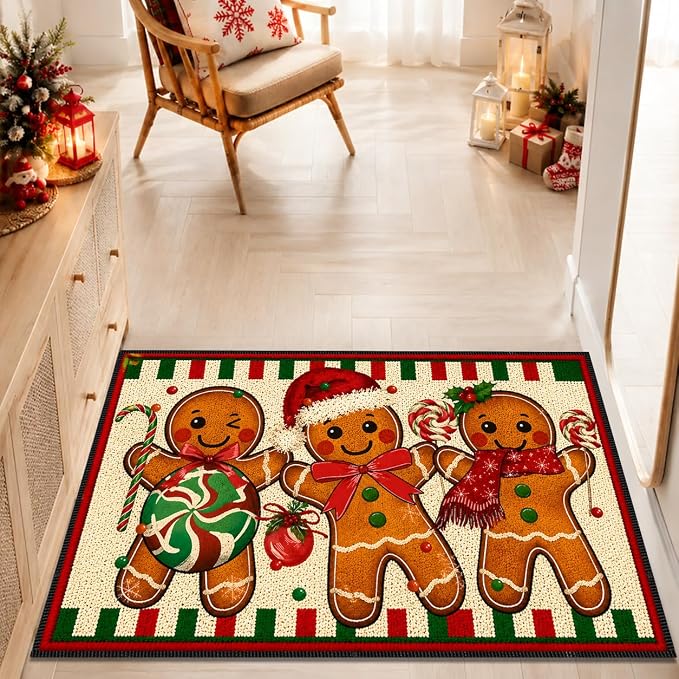Gingerbread Christmas Rug 15.7x23.6 in, Faux Cashmere Non Slip Mat (Gingerbread Man, 15.7x23.6inch)