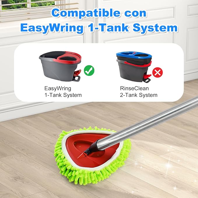 Spin Mop Replace Head, Base, Mop Replacement Head for O Cedar EasyWring 1 Tank System 4 Microfiber Refills, 1 Mop Head Base(4Green)