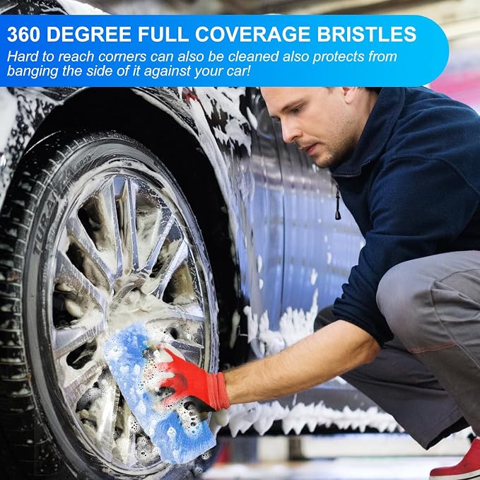 Tanlade 2 Pcs Car Wash Brush Heads Soft Bristle Flow Thru,12 Inch,Blue (Pack of 2)