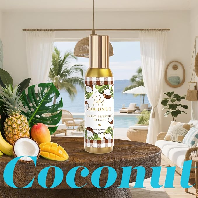 Room Spray, Tidal Coconut, Woven Ocean, Sunset Tropics, Each 4 fl oz | Air Freshener for Home, Long-Lasting Odor Eliminator for Bathroom and Office, 3 Pack