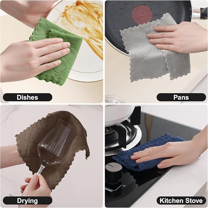 Homaxy Super Soft Coral Velvet Dish Cloths 18 Pack, 7" x 9" | Ultra-Absorbent Dishcloths, No Lint, Nonstick Oil, Fast Drying, Microfiber Cleaning Cloth