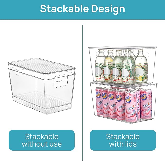 Vtopmart 16 Pack Clear Stackable Storage Bins with Lids, XLarge