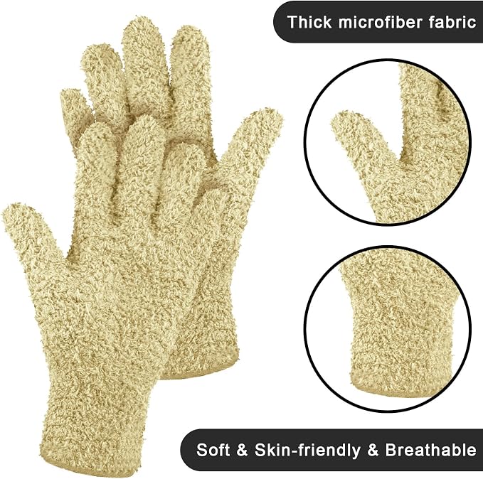 Patelai 3 Pairs Microfiber Dusting Gloves for Plants Leaf, Large | Pink, Nude, Light Purple,Plant Cleaning Gloves, Reusable Washable Gloves,House Furniture Blinds Dusting