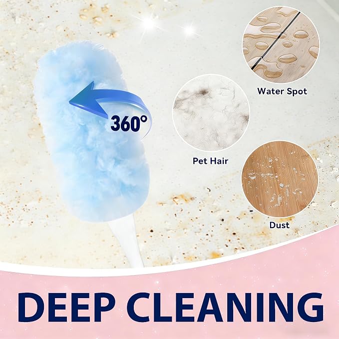 Duster Extended Handle with 20 Pcs Duster Refill for Swiffer | Duster with Extension Pole, Heavy Duty Duster Refills Kit for Ceiling Fan Blades, Cleaning, Dusting, Furniture, Blind