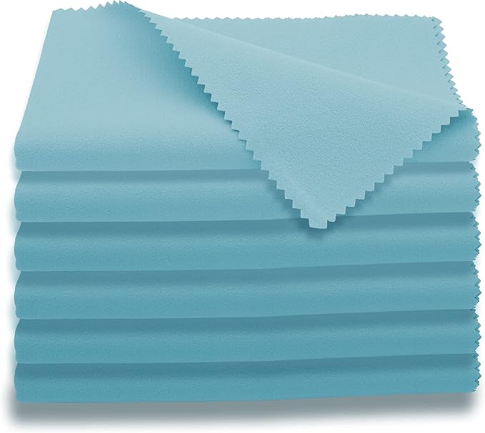 AAwipes Guitar Cloths Microfiber Blue 6pcs 12"x12" Plush Polishing Cloths | For Musical Instruments Premium Cleaning Cloths For Guitar Piano Clarinet Trumpet Sax Universal (U2912)
