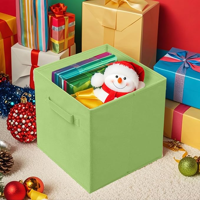 ShellKingdom Storage Bins, Foldable Fabric Storage Cubes And Cloth Storage | Storage Organizer For Closet And Toys, 10.5x10.5x11 INCH, 6 Pack (Green)