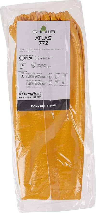 Atlas Glove WG772M 26-Inch Long Sleeve Nitrile Coated Cotton Lined Work Gloves, Medium, Yellow
