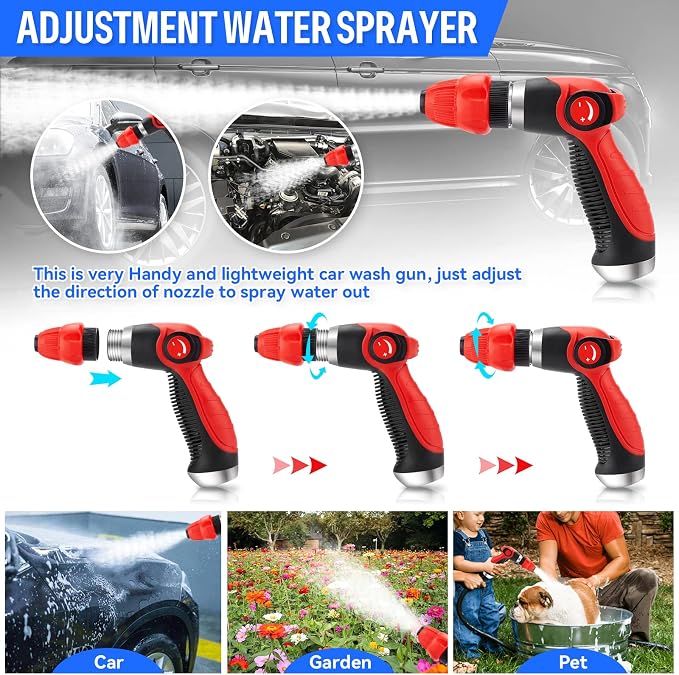 Car Wash Foam Gun/Hose Sprayer, 16 IN 1 Foam Cannon for Car/Garden Cleaning | Adjustable Sprayer with 2.5-6 Bars Foam Blaster, 1L Bottle, Nozzles, Mitten&Towel, 1/2” Quick Connector for Garden Hose