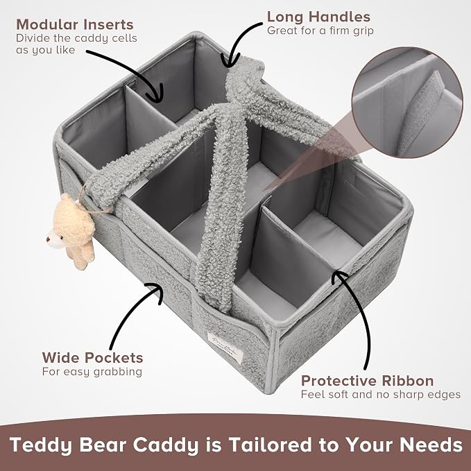 Baby Diaper Caddy Organizer with Handle, Boy & Girl Shower Gift Basket, Portable Diaper Storage Basket Bin for Wipes, Newborn Baby Essentials Registry Search Must Haves, Car Caddy Organizer
