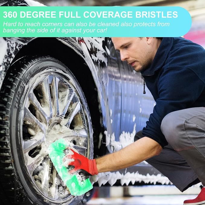 Tanlade 2 Pcs Car Wash Brush Heads Soft Bristle Flow Thru,12 Inch,Green | Replacement Heads for Exterior Cleaning, Compatible with Auto Truck RV Boat Camper, Gentle Bristles Protect Paint Finish