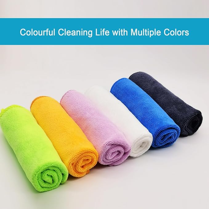 Ultra Absorbent 400 GSM Microfiber Cleaning Cloths, Thick Lint Free Reusable Towels for Kitchen, Glass, Car Detailing, Appliances & Household Cleaning, 12 Pack 12"x12" Green