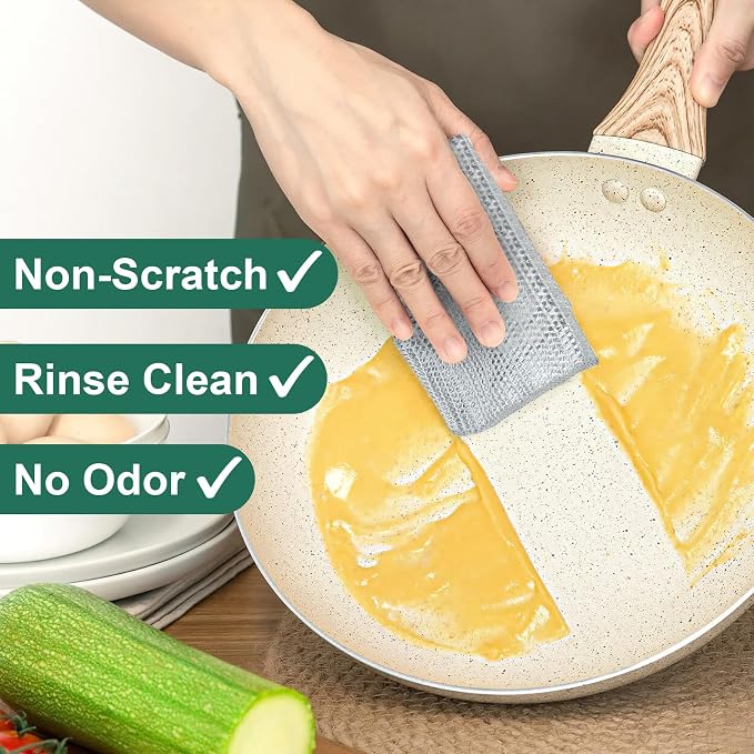 Cleaning Rags, Dish Scrubbers, Mesh Cleaning Cloths, 24 PCS (7.87X7.87) | Non-scratch, reusable, ample supply, cuts rust & grease, multipurpose