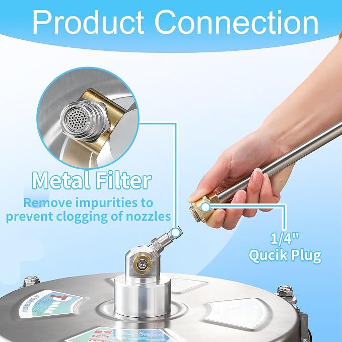 Tool Daily 14” Pressure Washer Surface Cleaner with 4 Wheels, 4000 PSI | Stainless Steel Driveway Power Washer Attachment for Concrete, Patio, Sidewalk, Deck, 2 Extension Wand, 1/4" Quick Connector