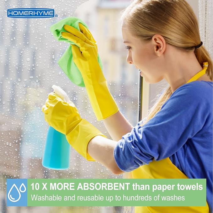 Microfiber Cleaning Cloth, 24 Pack Cleaning Rags,12" X 11" Lint Free Dish Towels Wash Cloths, Reusable Microfiber Towels for Home and Kitchen Bathroom Apartment Cleaning Supplies, Assorted
