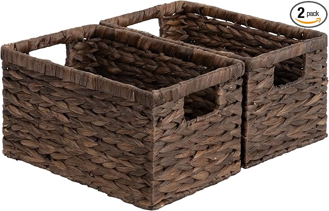 StorageWorks Storage Baskets for Organizing,Hyacinth Storage Baskets,2-Pack | Water Hyacinth Baskets for Shelves, Decorative Baskets for Home Decor, Decorative Baskets for Shelves, Woven Baskets