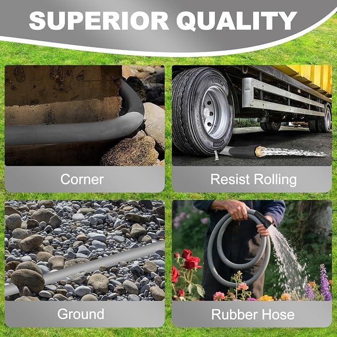 YOTOO Heavy Duty Hybrid Garden Water Hose 5/8-Inch by 75-Feet 150 PSI Kink Resistant, Flexible with Swivel Grip Handle and 3/4" GHT Solid Brass Fittings, Gray