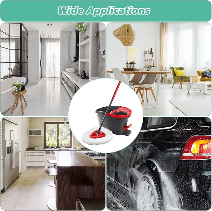 8PCS Spin Mop Replacement,100% Microfiber,Machine Washable,360° Rotation | Compatible with Cedar Easywring 1-Tank System,Deep-Cleaning,360° Rotation,Edge-to-Edge Reach,Easy House Floor Mopping
