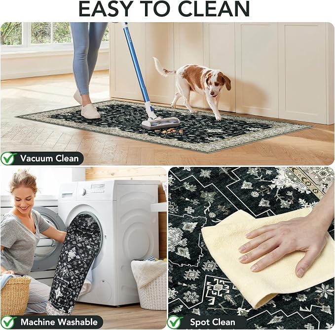 Office Chair Mat for Hardwood Floor&Tile Floor,36"X 48"-Frame Black White | Heavy Duty Desk Chair Mat for Hard Floors,Under Desk Rug for Rolling Computer Chair,Anti Slip,Low Pile Carpet Floor