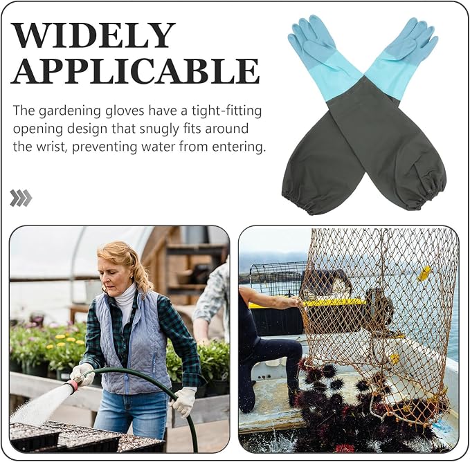iplusmile 1 Pair Long Shoulder Length Cleaning Gloves Heavy Duty Waterproof Gardening Gloves