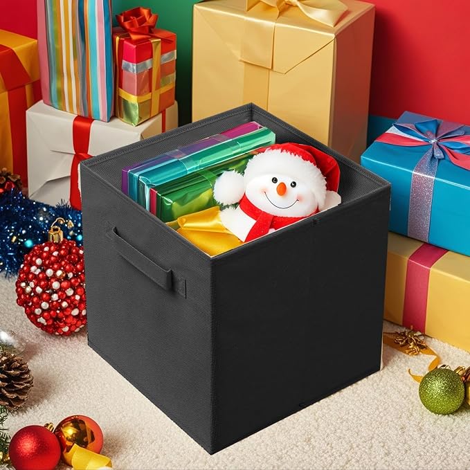 ShellKingdom Storage Bins, Foldable Fabric Storage Cubes And Cloth Storage | Storage Organizer For Closet And Toys, 10.5x10.5x11 INCH, 6 Pack (Black)