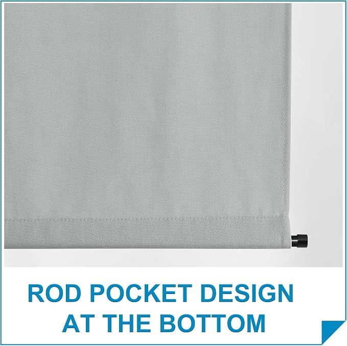 RYB HOME Faux Linen Blended Curtain for Classroom Glass Window, Light Filtering Small Door Window Draperys Privacy for Kitchen Dinning Home,1 Panel, 12W x 40L inches,Light Grey