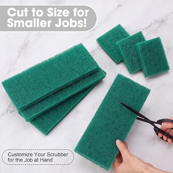 Eccliy 40 Pcs Non Scratch Scrubbing Pad Reusable Kitchen Dish Scrubber Scouring Sponge Pads Multi Purpose for Kitchen Household Cleaning Supplies, 10 x 4 Inch (Green)