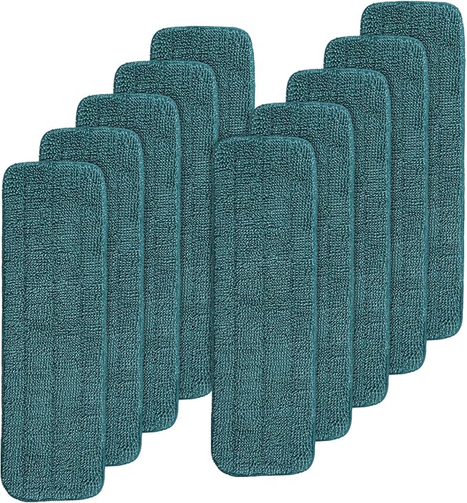 Replacement Mop Pads Fit for Rubbermaid Commercial 18" and 17" Mop - 10 Pack Wet & Dry Commercial Cleaning Reusable Refills Fit for Any Microfiber Flat System 18" and 17" - Green