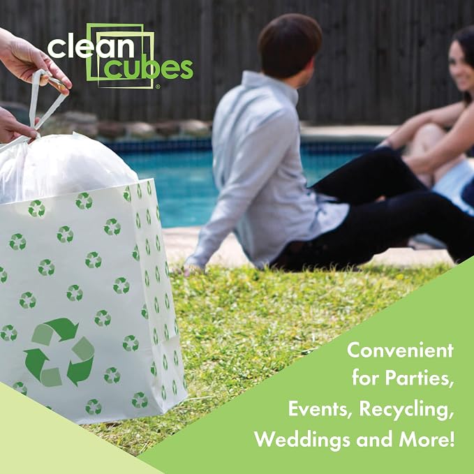 Clean Cubes 13 Gallon Disposable Pop-Up Trash Cans, 6-Pack (Recycle) | One Pack Covers the Whole Party, Place a Bin in Every Corner, No Assembly, Built-In Liner, Toss the Whole Bin When Full