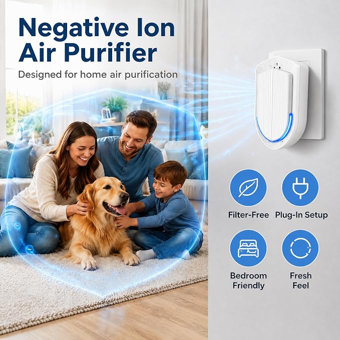 Air Ionizers - 6 Pack Plug In Negative Ion Technology Air Purifier | Quiet Mini Air Freshener for Home, Bedroom, Office, Basement - Portable Air Purifiers for Odor, Dust, Smoke, Pet Smell
