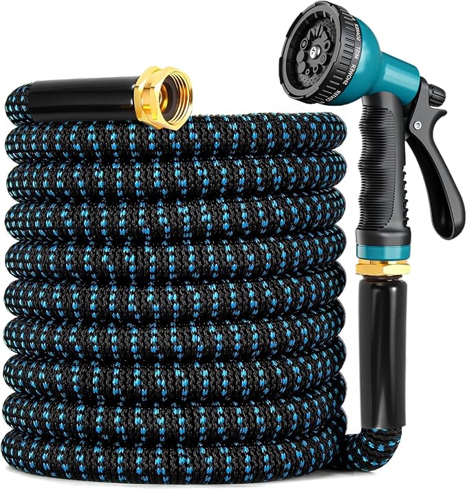 Expandable Garden Hose 100ft with 10 Function Nozzle, 2026 No Kink Water Hose 100 ft, Leak-proof Sturdy Metal Fittings, Durable 3750D Fabric, Lightweight, Flexible for Outdoor Watering, Car Washing