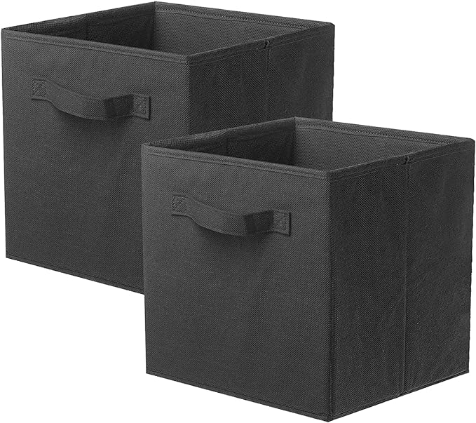 ShellKingdom Storage Bins, Foldable Fabric Storage Cubes And Cloth Storage | Storage Organizer For Closet And Toys, 10.5x10.5x11 INCH, 2 Pack (Black)
