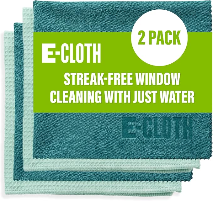E-Cloth Window and Glass Cleaner Kit, Just Add Water - 2 Kits | Chemical-Free Cleaning - Reusable & Machine Washable Towel, Versatile Use for Mirrors, Cars, & Lenses, Winter Green