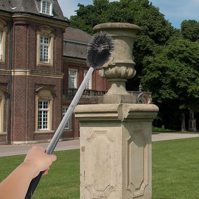 Yardwe Fountain Duty Brush Inch Outdoor with Long 31.5 Cleaning Stainless Steel Handle and Heavy Multi-Purpose Tool for Removal and High Gutter Roof Debris Ceiling