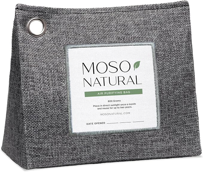 Moso Natural Air Purifying Bag 600g, Premium Charcoal Odor Absorber & Room Deodorizer for Large Spaces — Lasts 2 Years, Bedroom, Basement, Pet Odor Eliminator for Home, Unscented Bamboo Charcoal Bag
