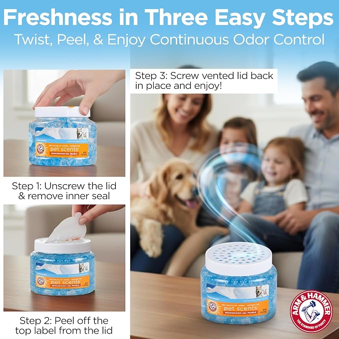 Arm & Hammer Pet Scents Deodorizing Gel Beads, Fresh Breeze, 12 Oz | Long-lasting odor control for rooms, closets, and small spaces, no plug-in or spray needed