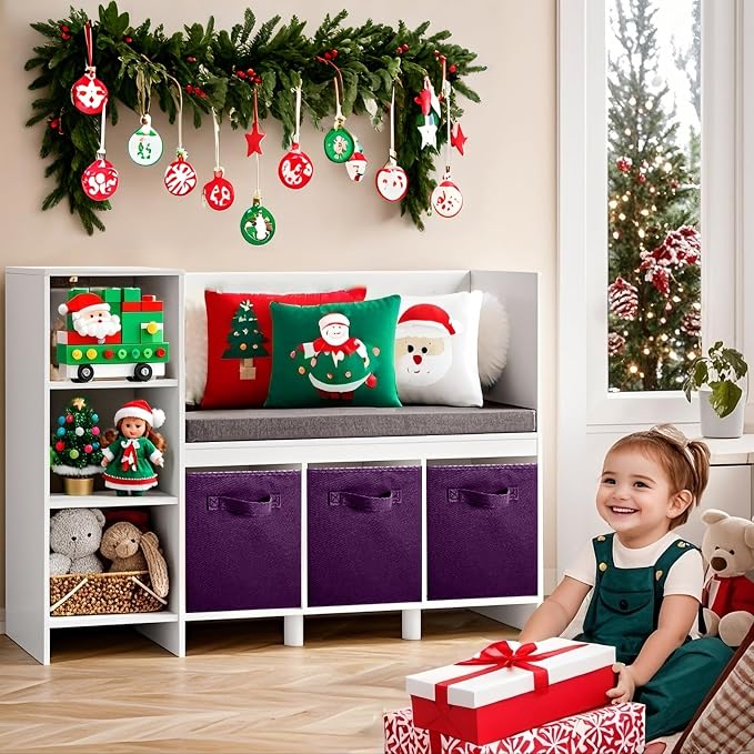 ShellKingdom Storage Bins, Foldable Fabric Storage Cubes And Cloth Storage | Storage Organizer For Closet And Toys, 10.5x10.5x11 INCH, 2 Pack (Purple)