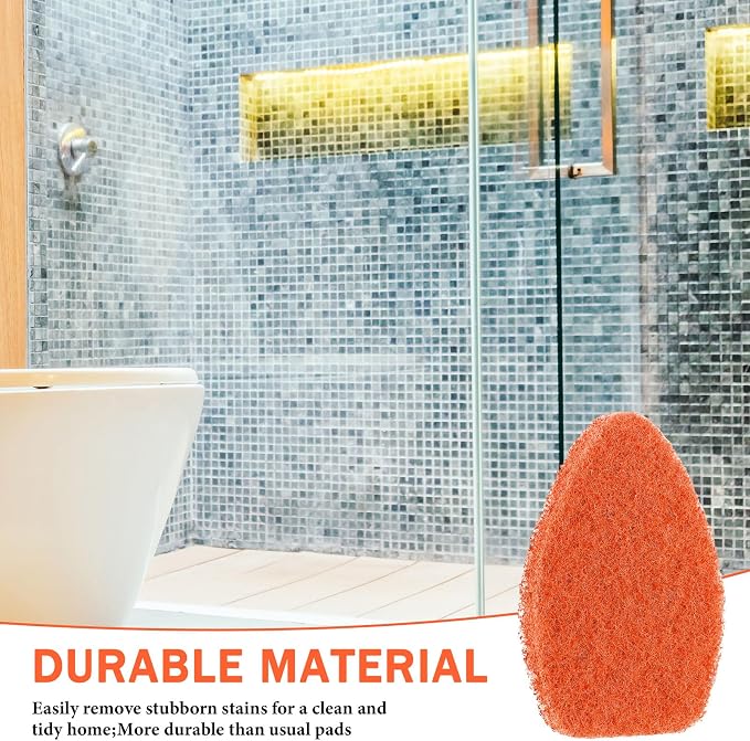 Baderke 4 Pcs Tub Tile Scrubber Cleaning Brush Pad (Without Handle), Orange | for Shower Bathroom Buildup Toilet Wall Floor, Brush Non-scratch Scouring Pads, Kitchen Sponges for Cleaning Home