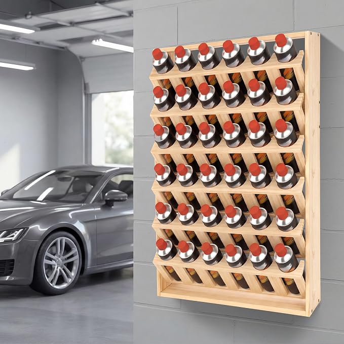 Sidasu Spray Can Storage Rack, 36-Can Wall Mount Spray Can Holder | 6-Tier Design, Wooden Spray Bottle Holder, DIY Paintable, Paint Can Organizer for Garages and Workshops